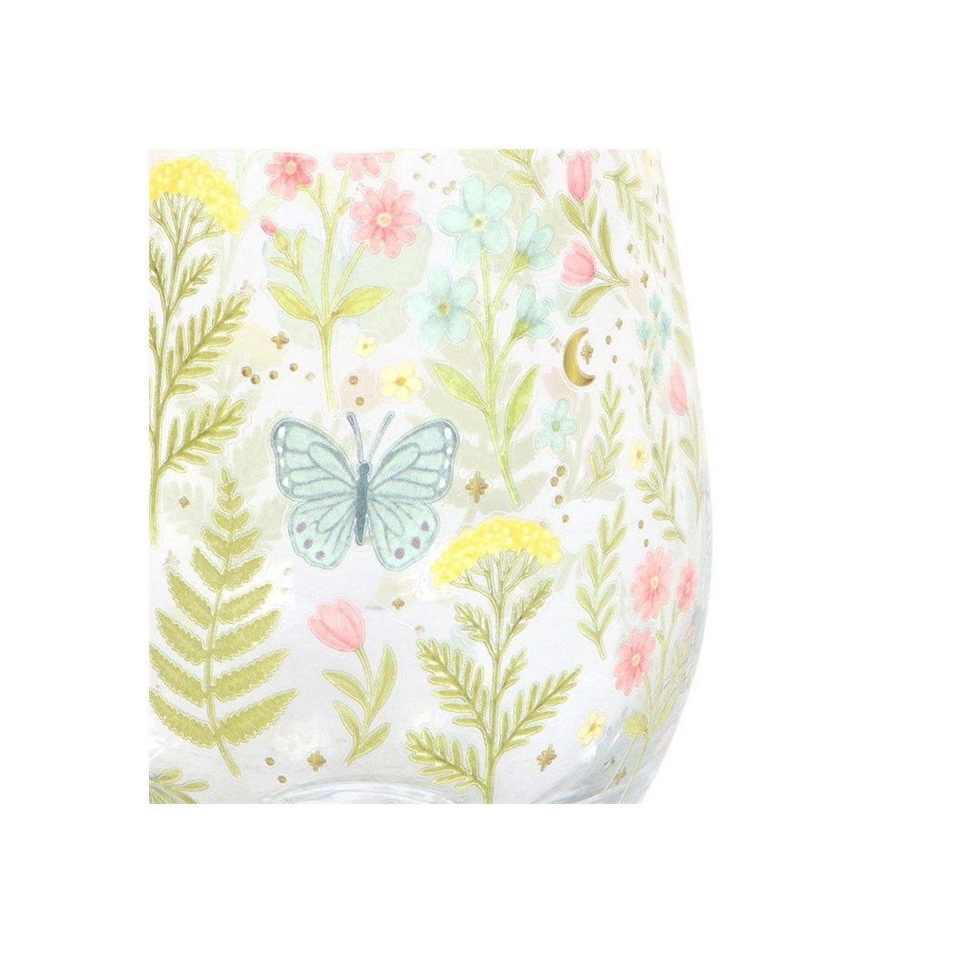 Luna Bloom Floral Print Stemless Glass
