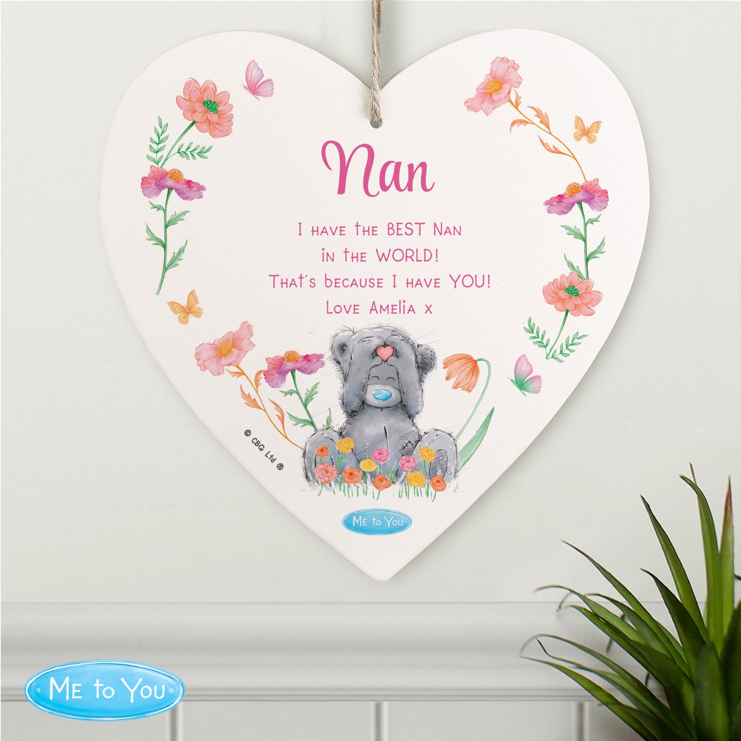 Personalised Me to You Flowery Hanging Heart Ornament