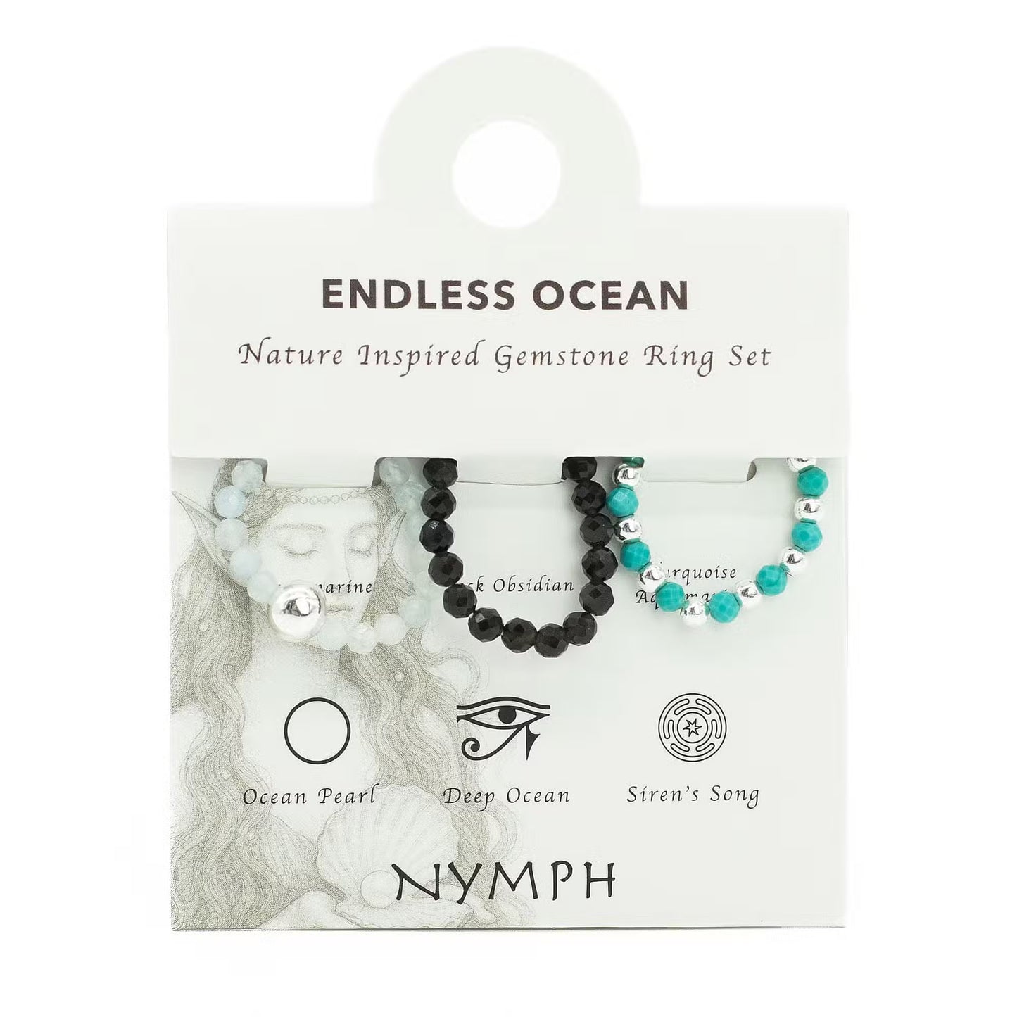 Nymph Spirit Gemstone Ring Set - Endless Ocean