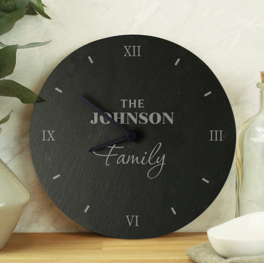 Personalised Family Slate Clock