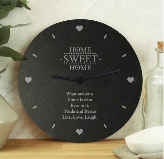 Personalised Home Sweet Home Slate Clock