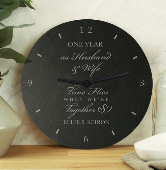 Personalised Anniversary Slate Clock