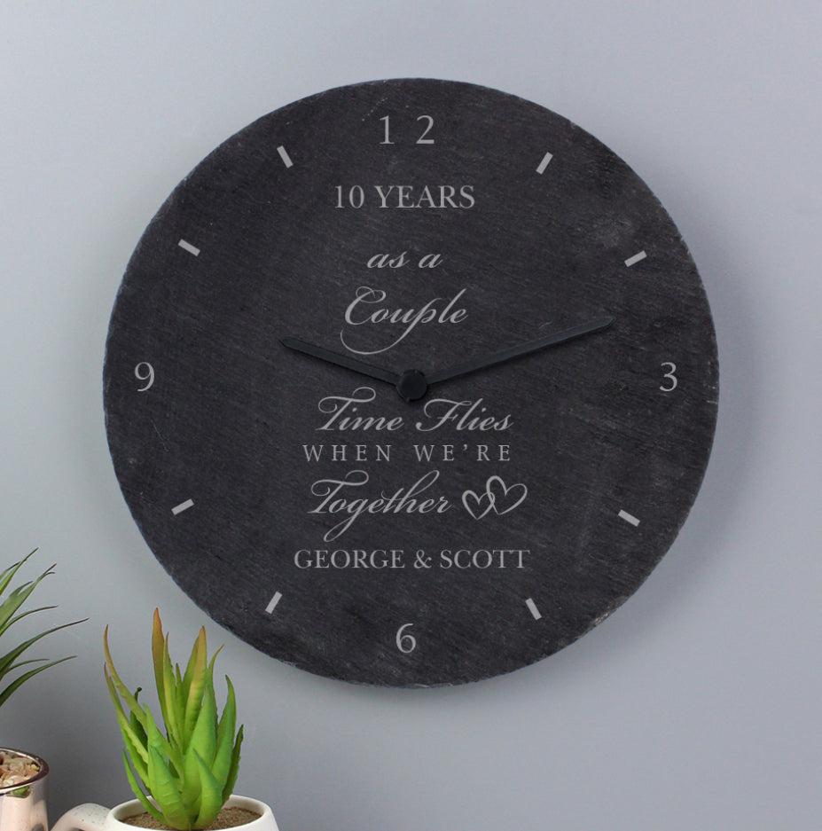 Personalised Anniversary Slate Clock