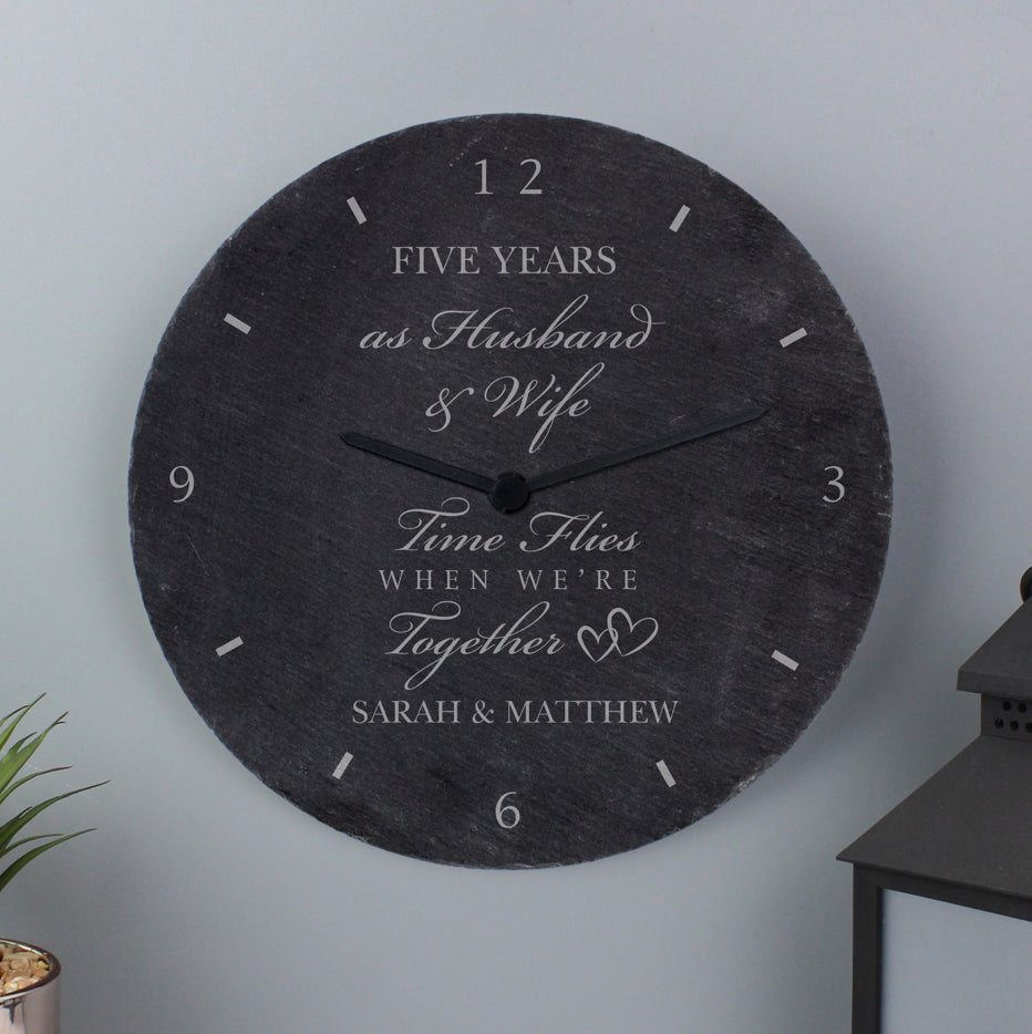 Personalised Anniversary Slate Clock