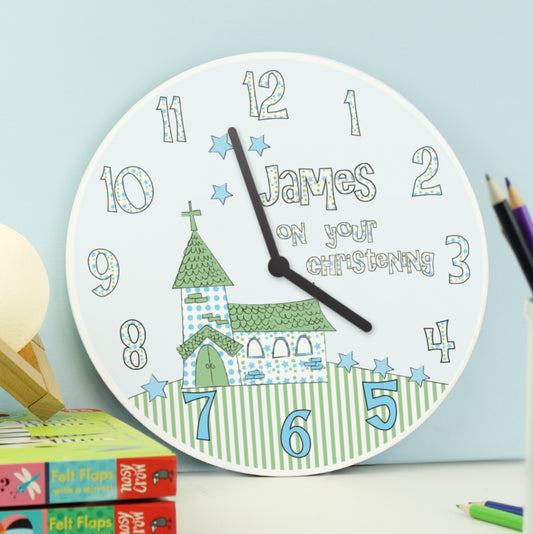 Personalised Church Boys Christening Clock