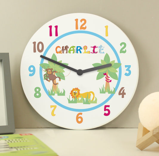 Personalised Blue Animal Alphabet Clock