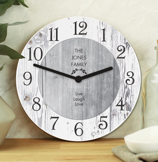 Personalised Any Message Shabby Chic Large Wooden Clock