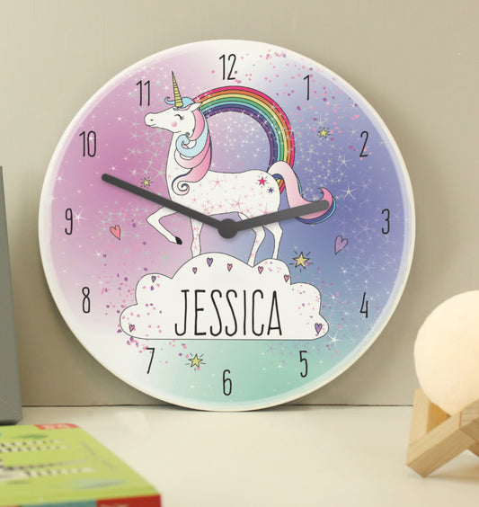 Personalised Unicorn Wooden Clock
