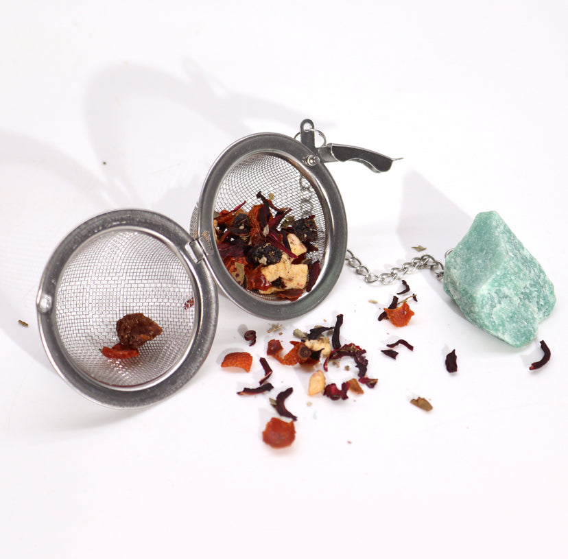 Raw Crystal Gemstone Tea Strainer - Rainbow Moonstone