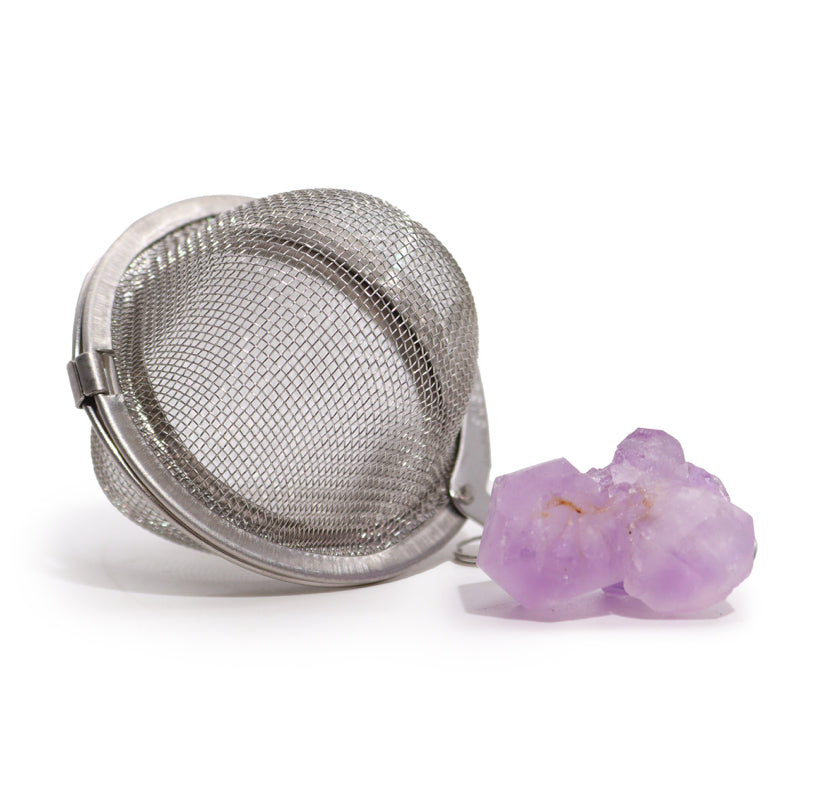 Raw Crystal Gemstone Tea Strainer - Amethyst Cluster