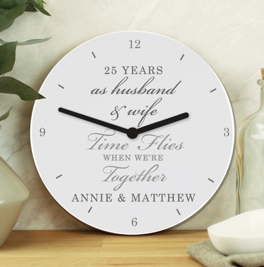 Personalised Anniversary Wooden Clock