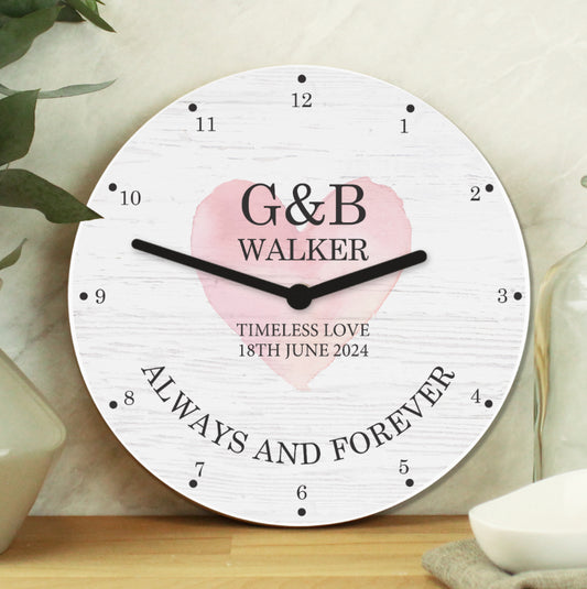 Personalised Couples Wooden Clock