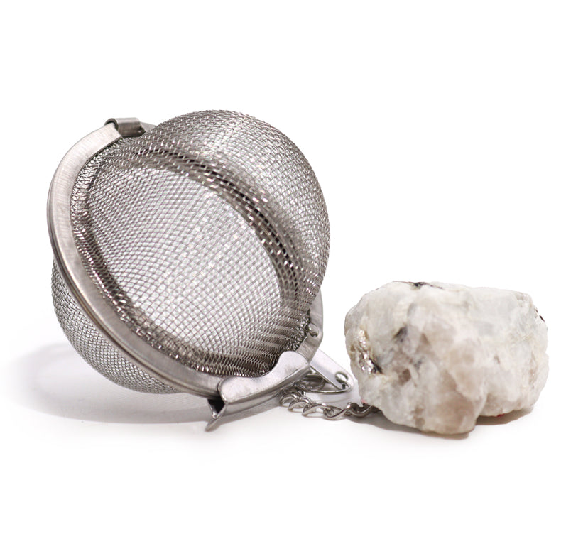 Raw Crystal Gemstone Tea Strainer - Rainbow Moonstone