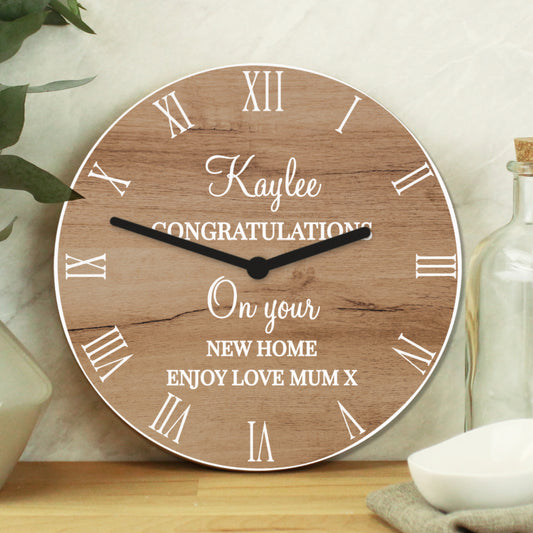 Personalised Free Text Wood Effect Clock