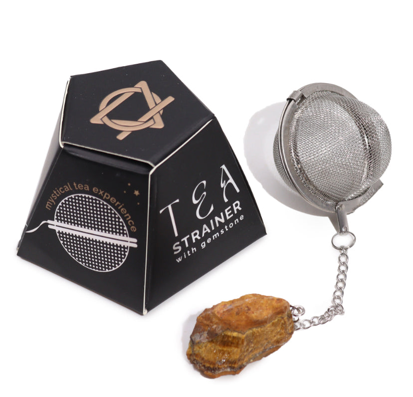 Raw Crystal Gemstone Tea Strainer - Gold Tigers Eye