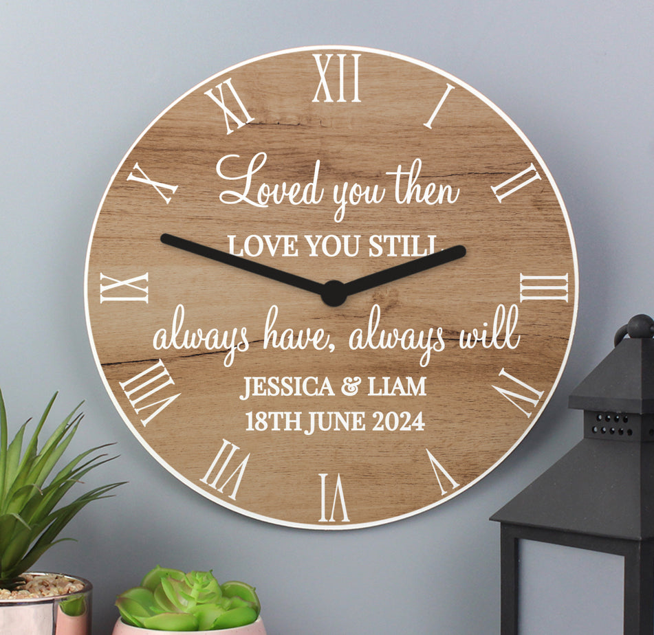 Personalised Free Text Wood Effect Clock