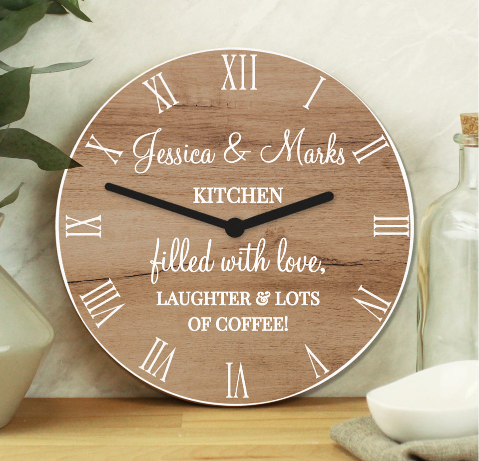 Personalised Free Text Wood Effect Clock