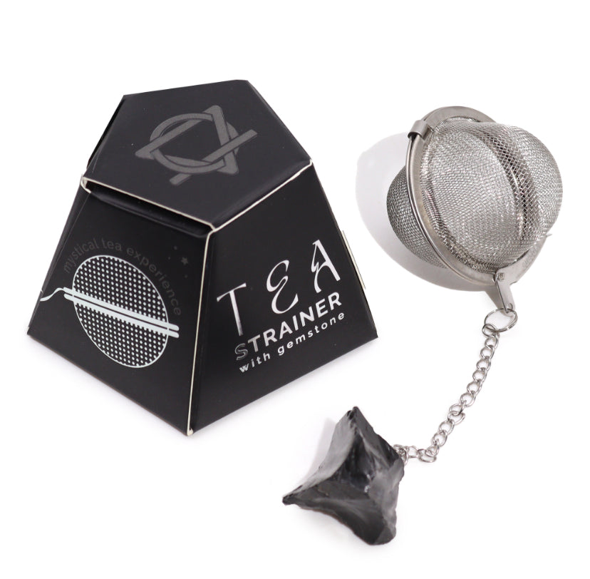 Raw Crystal Gemstone Tea Strainer - Black Obsidian