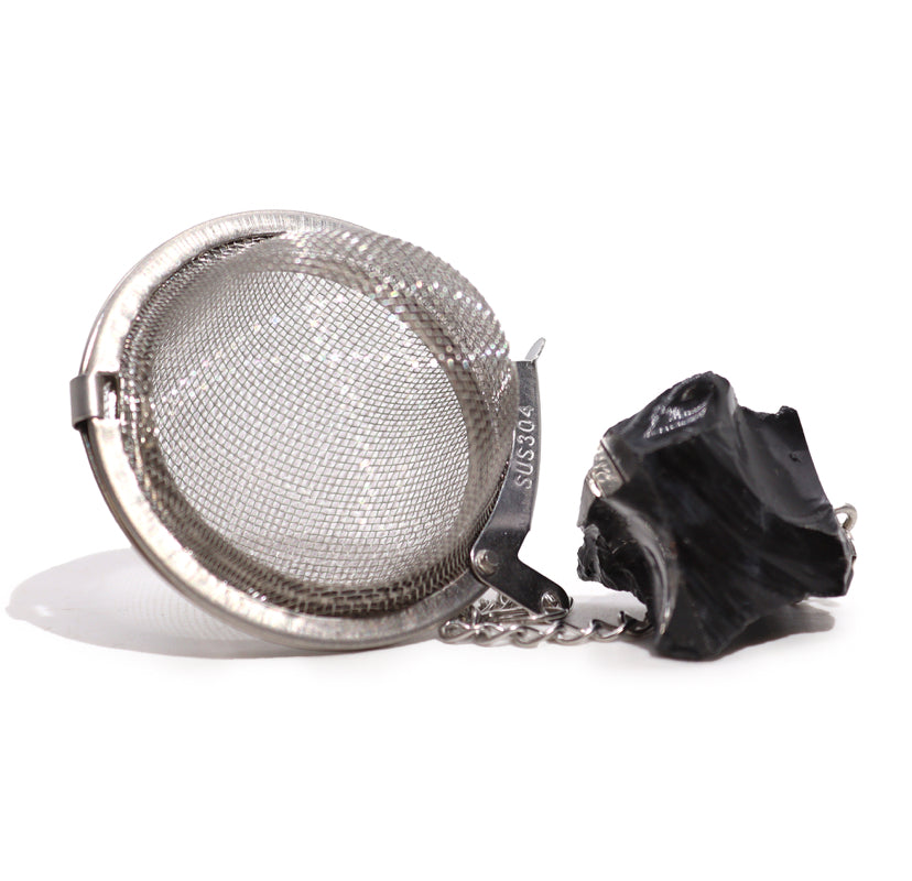 Raw Crystal Gemstone Tea Strainer - Black Obsidian