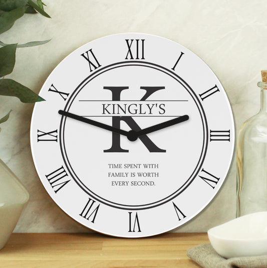 Personalised Family Name & Initial Wooden Clock