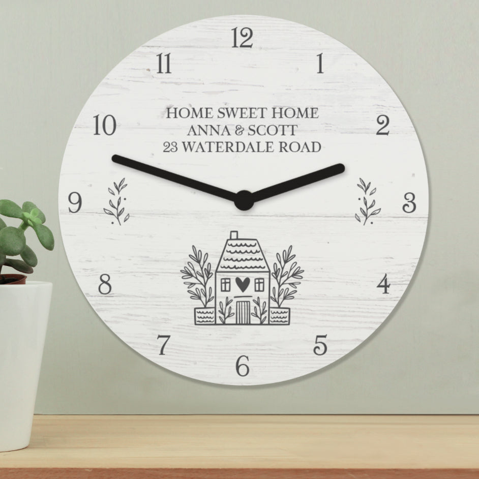 Personalised HOME Shabby Chic Wooden Clock