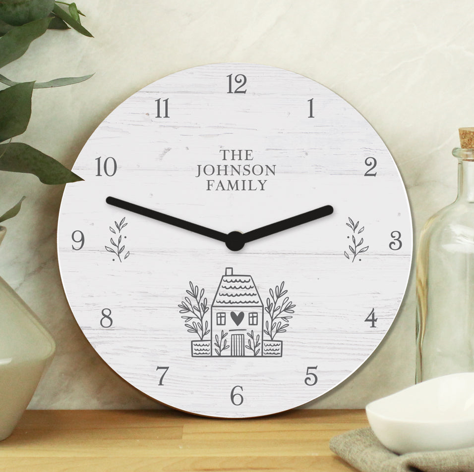 Personalised HOME Shabby Chic Wooden Clock