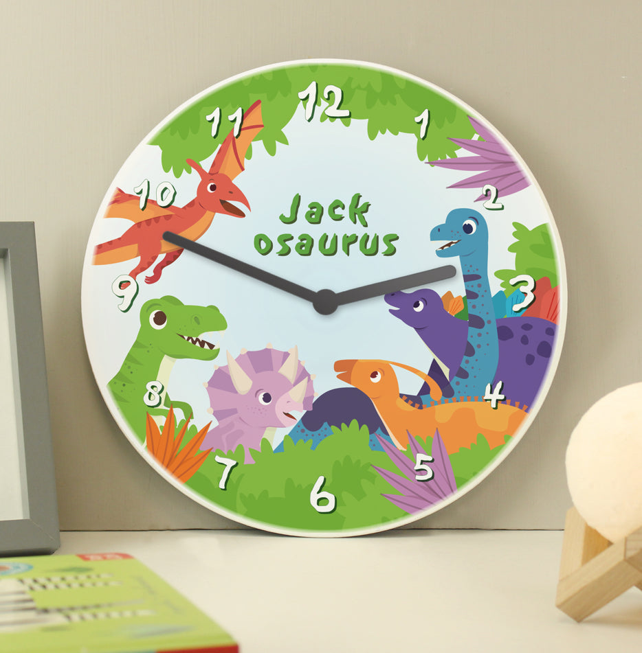 Personalised Dinosaur Wooden Childrens Clock