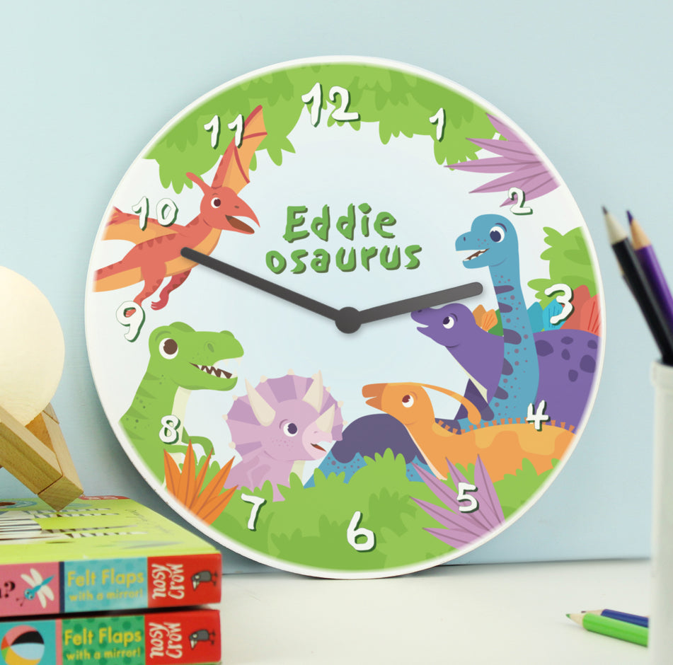 Personalised Dinosaur Wooden Childrens Clock