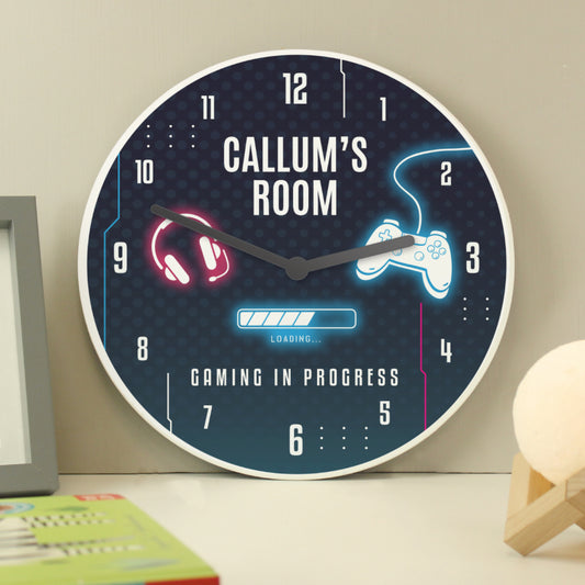 Personalised Gaming Wooden Childrens Clock