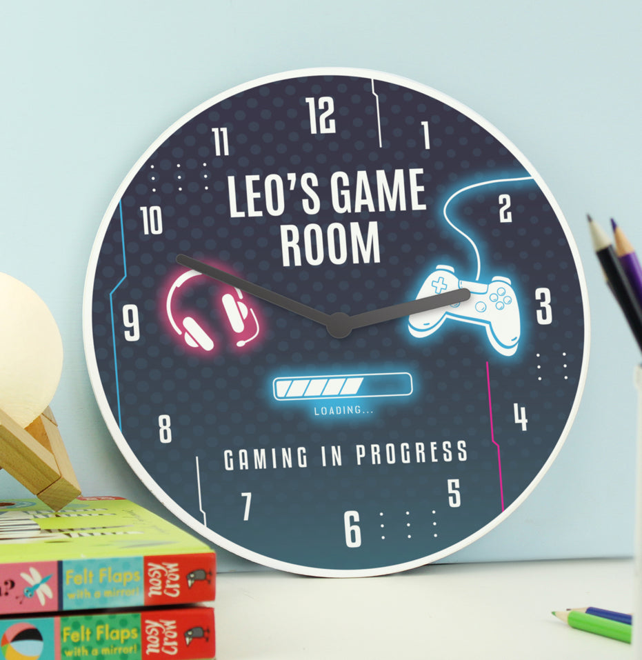 Personalised Gaming Wooden Childrens Clock