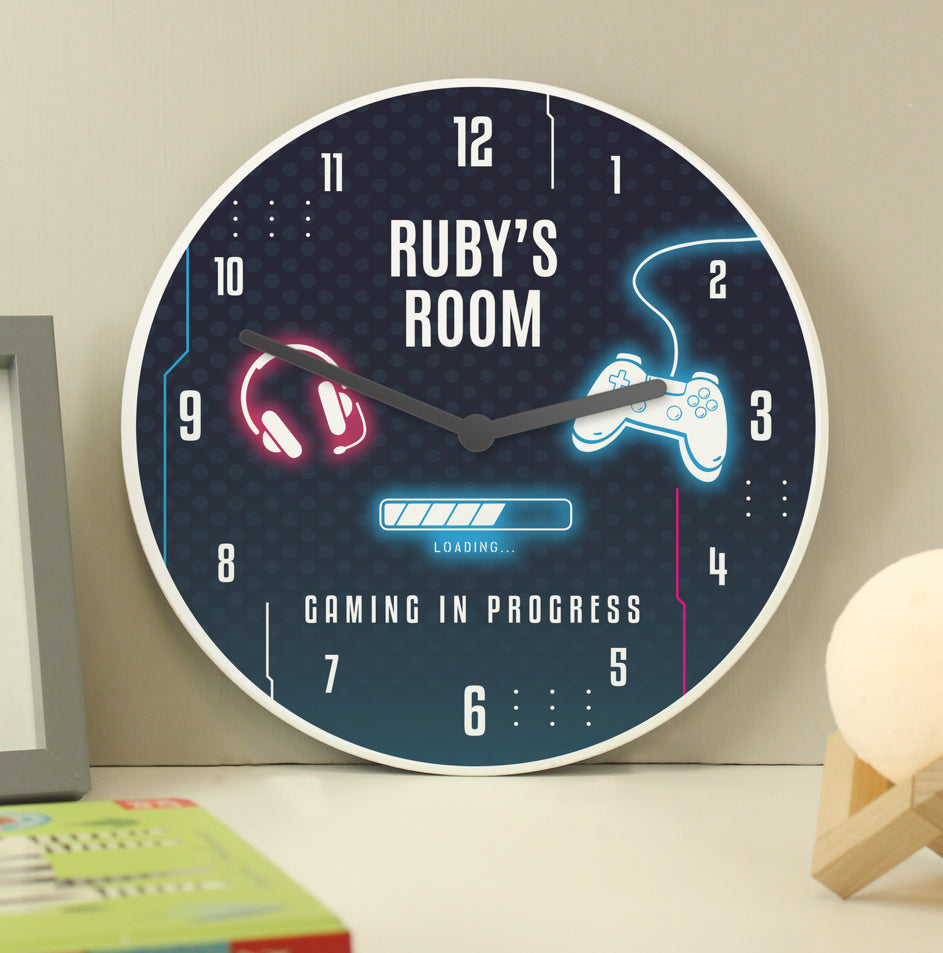 Personalised Gaming Wooden Childrens Clock