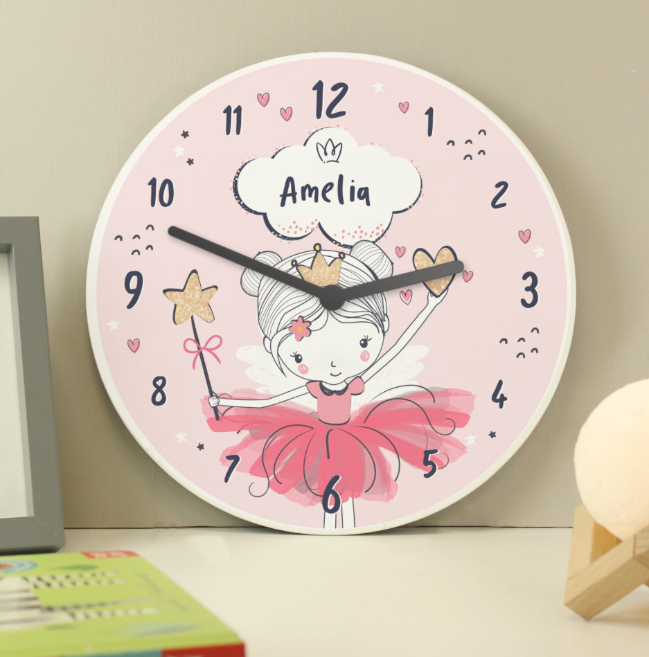 Personalised Fairy Wooden Childrens Clock