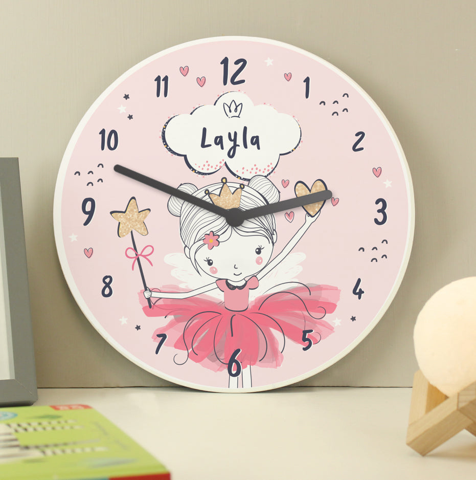 Personalised Fairy Wooden Childrens Clock