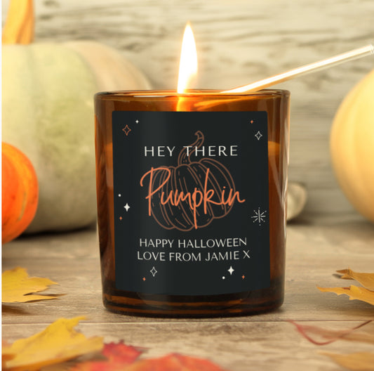 Personalised Pumpkin Amber Glass Candle