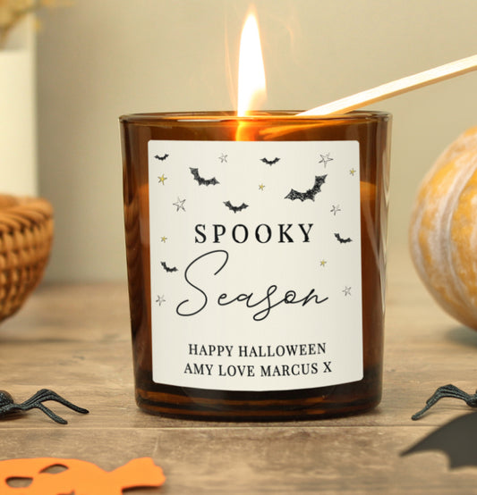 Personalised Spooky Amber Glass Candle