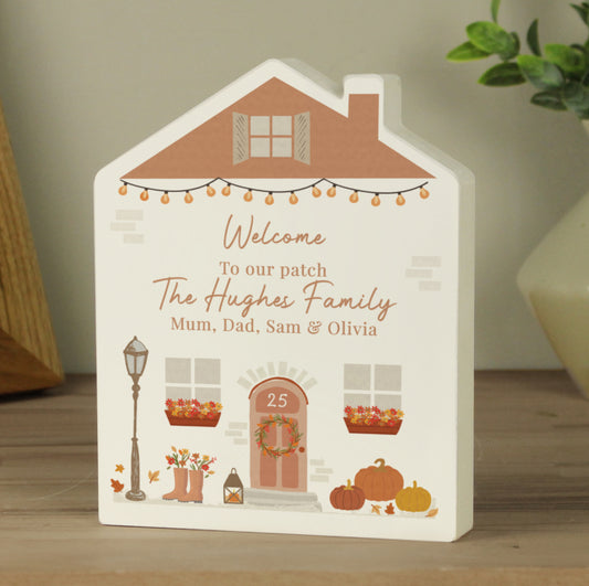 Personalised Autumnal Wooden House Ornament