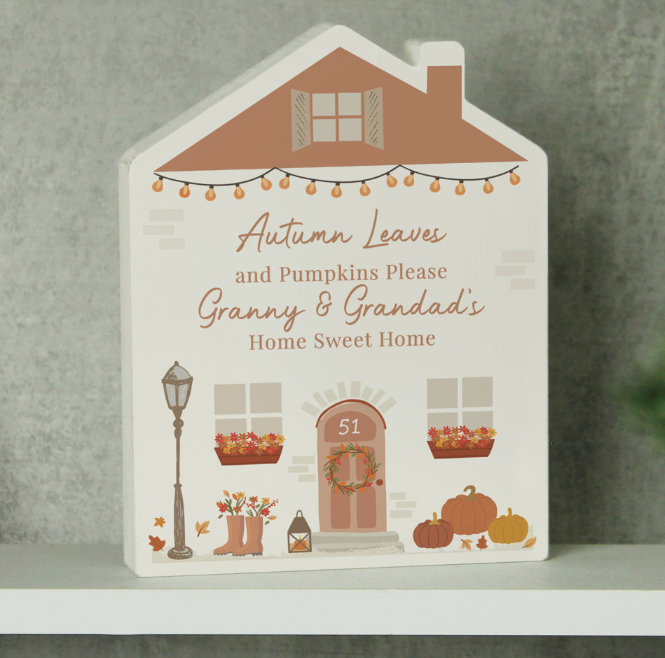 Personalised Autumnal Wooden House Ornament