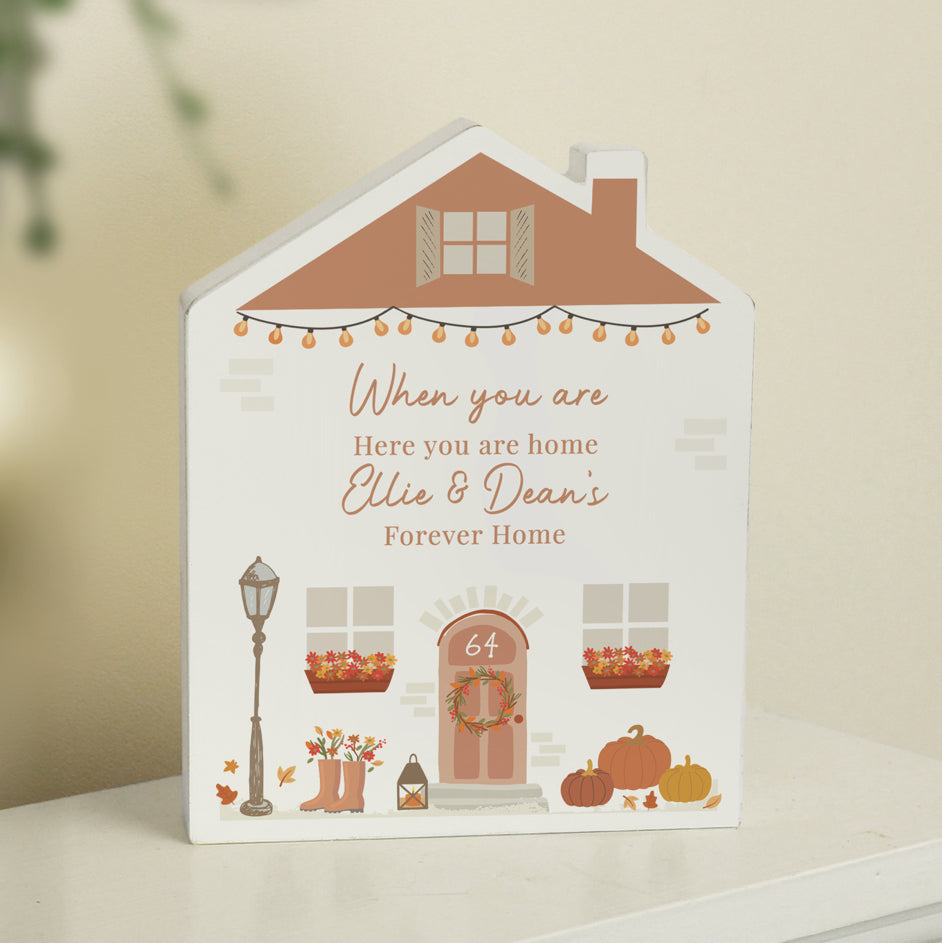 Personalised Autumnal Wooden House Ornament