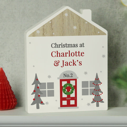 Personalised Christmas Wooden House Ornament