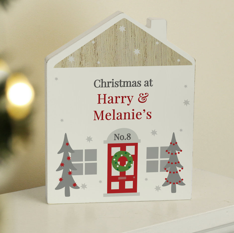 Personalised Christmas Wooden House Ornament