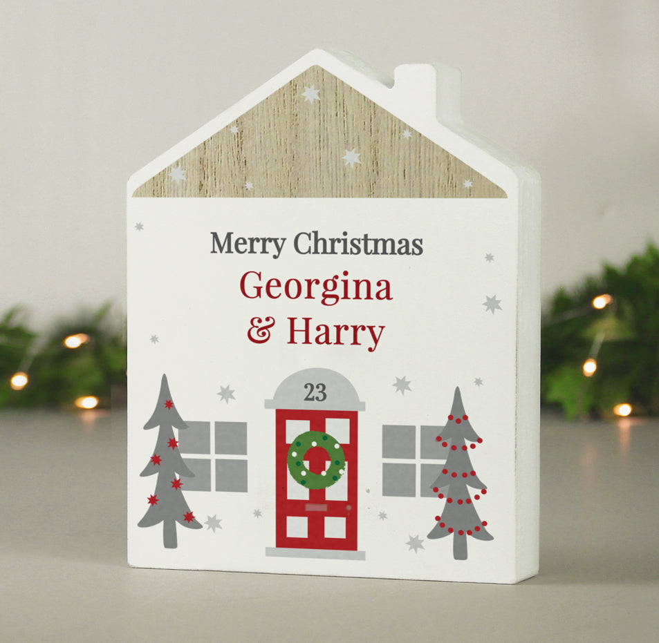 Personalised Christmas Wooden House Ornament