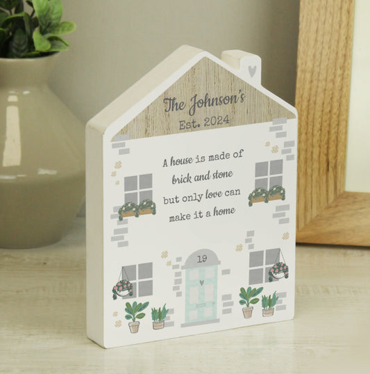 Personalised Love Makes A Home Wooden House Ornament