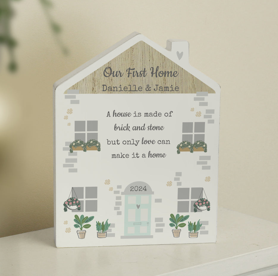 Personalised Love Makes A Home Wooden House Ornament