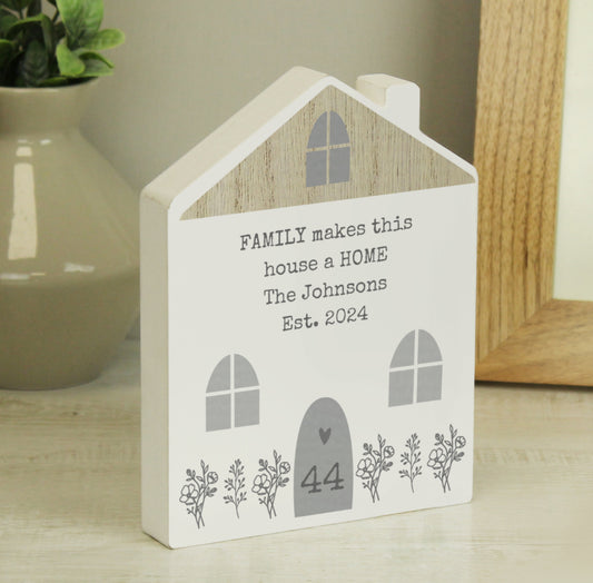 Personalised Grey Wooden House Ornament