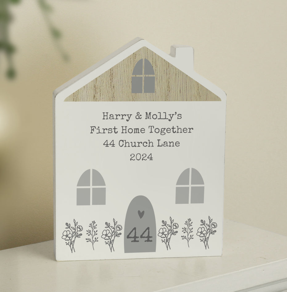 Personalised Grey Wooden House Ornament