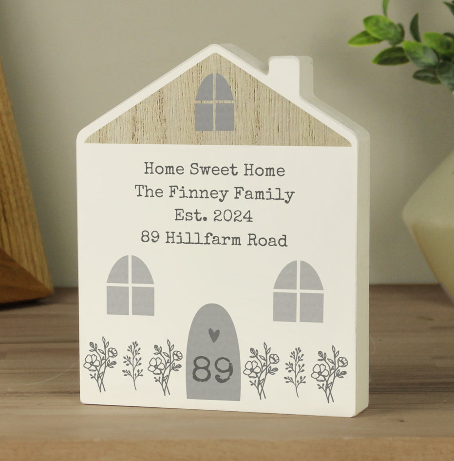 Personalised Grey Wooden House Ornament