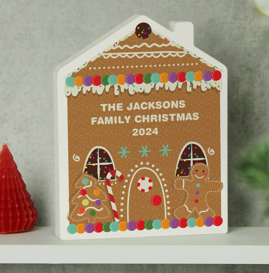 Personalised Gingerbread House Christmas Wooden Ornament