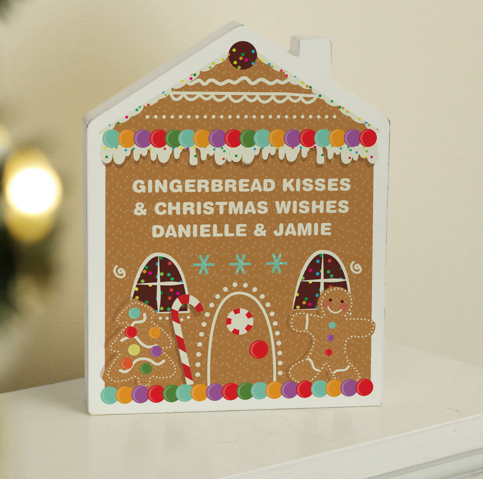 Personalised Gingerbread House Christmas Wooden Ornament