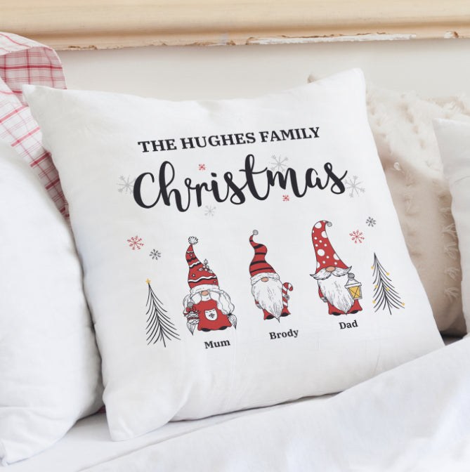 Personalised Gonk Family Christmas Cushion