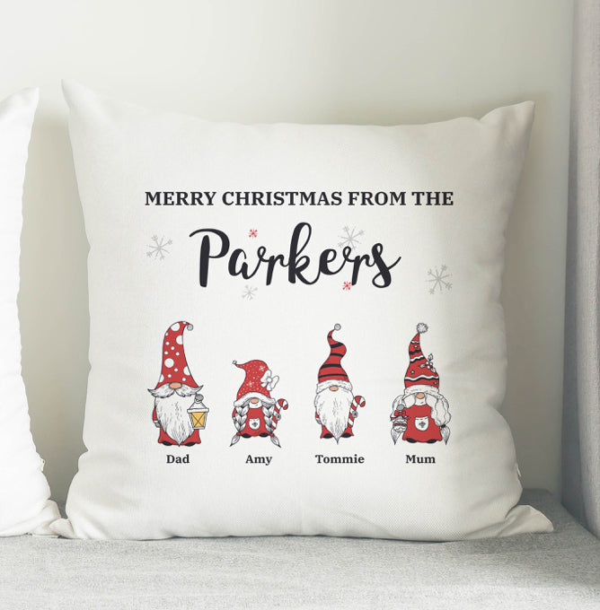 Personalised Gonk Family Christmas Cushion